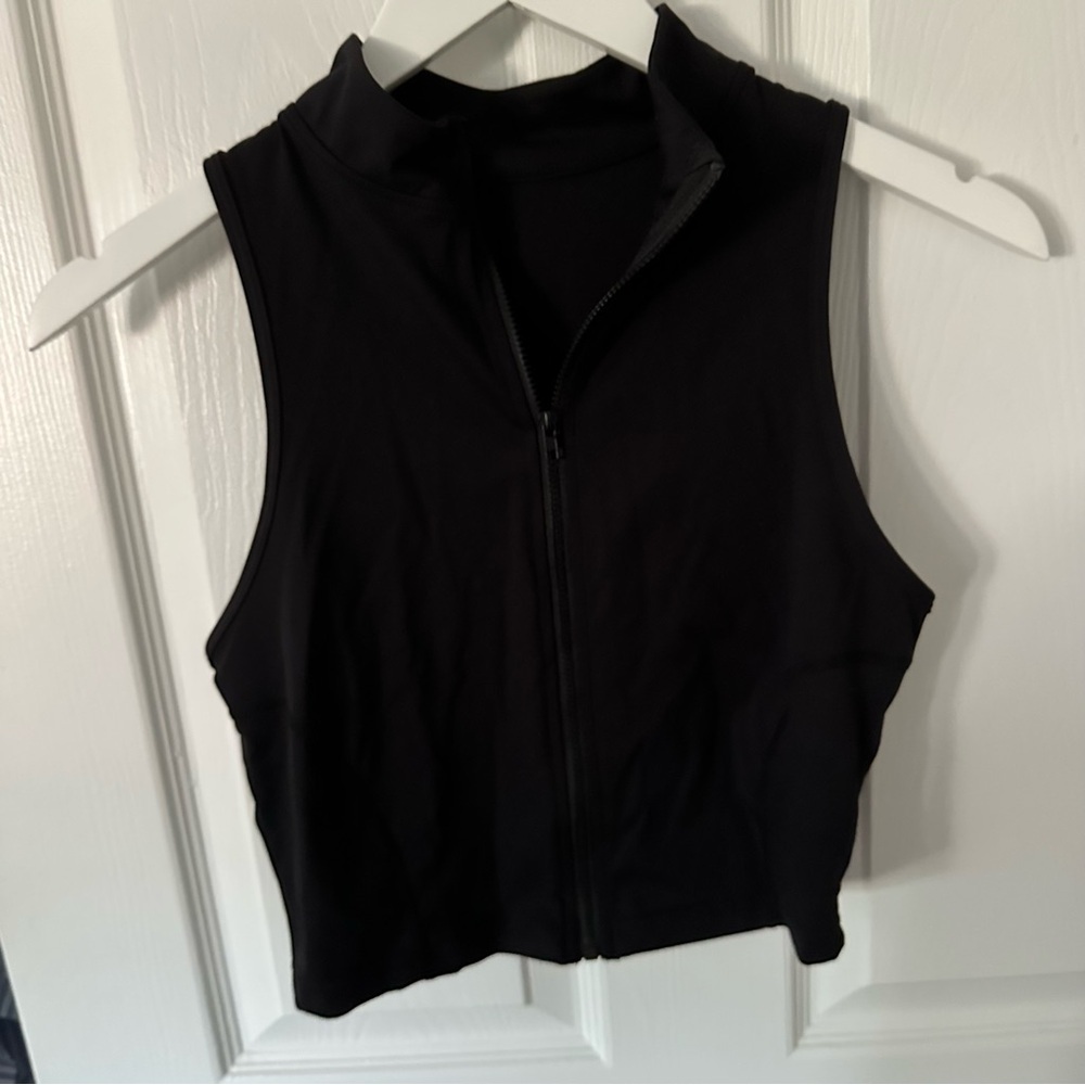 Black Zip-Up Tank Top